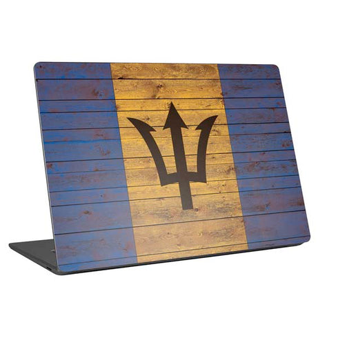 Barbados Flag Dark Wood Universal Laptop 18in (14.6 x 10.6in) Skin
